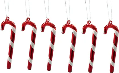 Produktbild von 6  er Set Zuckerstangen rot weiss Glas Christbaumschmuck