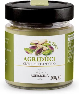Immagine prodotto di Agrisicilia crema spalmabile al pistacchio al 45% , ideale per colazione, merenda e dolci, vaso da 200 grammi