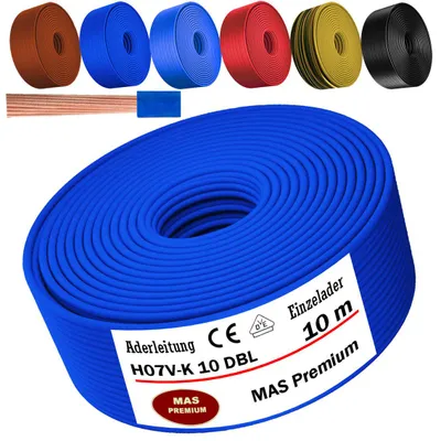 Produktbild von 10m Aderleitung H07 V-K DBL 1x10 mm² Dunkelblau Einzelader flexibel