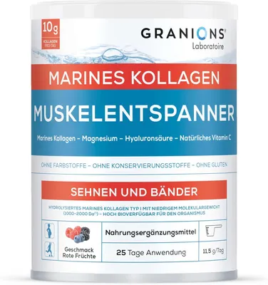 Produktbild von Kollagen pulver - Muskelentspannung - Magnesium - Vitamin C - Hyaluronsäure - Meereskollagen Pulver Kollagen zur Muskelentspannung - Rote Früchte