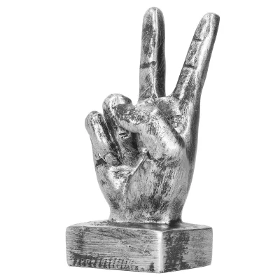 Image de Sculpture de geste du doigt en résine,Sculpture de signe du doigt en résine,Sculpture de signe du doigt,Décor d'ornement de bureau,Resin Craft