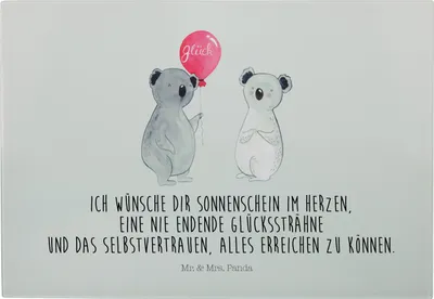 Produktbild von Mr. & Mrs. Panda Frühstücksbrett Koala Luftballon - Grau Pastell - Geschenk, Küchenbrett, Geburtstag, Party, Servierplatte, Schneidebrett, Brotzeitplatte