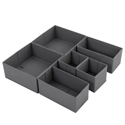 Produktbild von Aufbewahrungsboxen 6er Set us Vliesstoff – Faltbare Stoffboxen Organizer für Kleiderschrank, Schrank 28×28×13 cm ×2, 14×28×13 cm ×2, 14×14×13 cm ×2