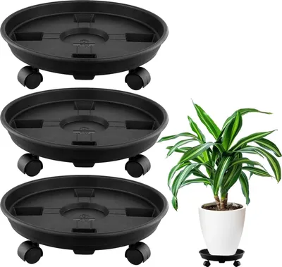 Produktbild von Stš¹ck 30cm Blumentopfst?nder Kunststoff, Blumentopftablett mit Universalrollen, Pflanzenroller Outdoor Wetterfest, fš¹r Drinnen und Drau?en