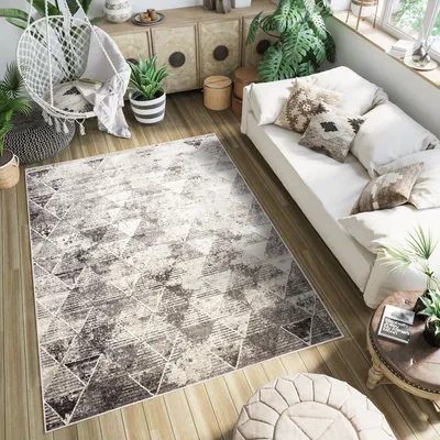Produktbild von Teppich Wohnzimmer Schlafzimmer Design Abstrakt Beige Braun Meliert Kurzflor 160 x 220 cm