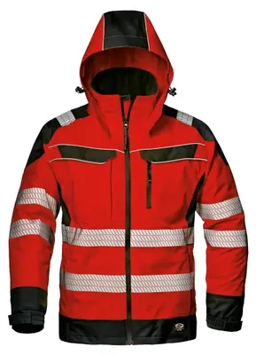 Immagine prodotto di Giacca di sicurezza da uomo Sir Safety Andromeda, impermeabile con cappuccio staccabile, XXL, ROSSO/NERO
