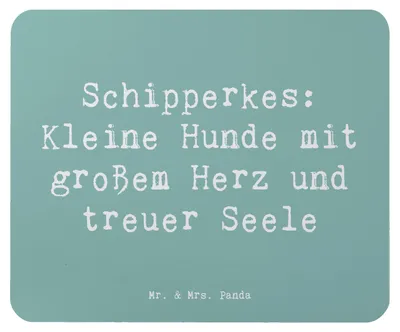 Produktbild von Mr. & Mrs. Panda Mauspad Spruch Schipperkes Herz - Meeresbrise - Geschenk, Hunderassen Beschreibung, lebhafter Hund, charmante Hunde, Mousepad, pc, Mouse Pad, kleine