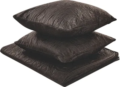Zdjęcie produktu dla BELIANI Narzuta z poduszkami brązowa poliester 140 x 210 cm tłoczony wzór dekoracyjna ozdobna do sypialni