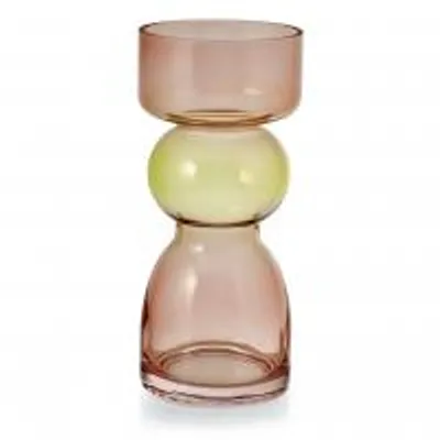 Immagine prodotto di H&H Vaso In Vetro Rosa E Verde Cm 21
