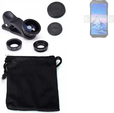 Produktbild von K-S-Trade Smartphone Kamera Linsen Set Kompatibel mit Doogee S61 3in1 Clip-On Kamera Adapter Macro Weitwinkel FishEye Fischauge Objektiv Linse