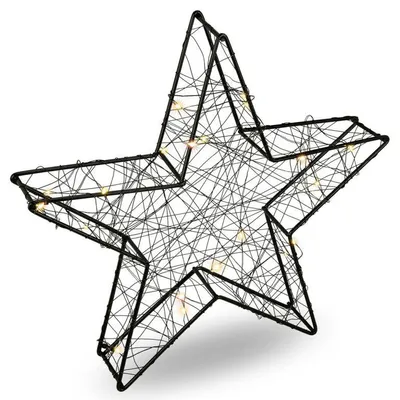 Obrázek produktu pro Vánoční kovová hvězda 30 x 29 x 5 cm, černá, 25 LED