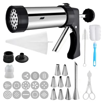 Produktbild von Kekspresse aus Edelstahl, Ausstechform-Set für Anfänger, Teigausstecher mit ergonomischem Griff, Keksdekorationswerkzeug