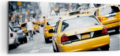 Produktbild von Bild auf Leinwand - Leinwandbild - Taxi Straße New York - 120x50cm - Wand Bild - Wanddeko - Leinwanddruck - Bilder - Kunstdruck - Wanddekoration - Leinwand bilder - Wandkunst - AB120x50-2663