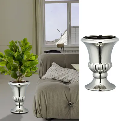 Produktbild von Bodenvase silber glänzend H ca.20cm Steinzeug Blumenvase Dekovase Steingut-Vase