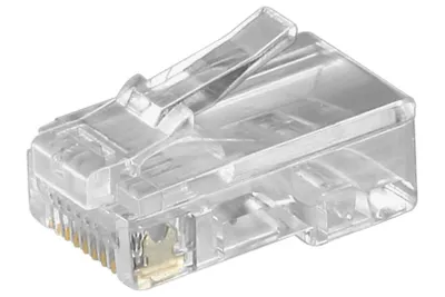 Produktbild von RJ45-Westernstecker für Flachkabel, 8 polig zum Crimpen an Telefonflachkabel, ungeschirmt