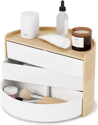 Immagine prodotto di Umbra Schmuckaufbewahrung Moona, Makeup Organizer, Schmuckbehälter, 3-lagig, Weiß, Natur, 1014748-668