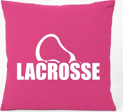 Produktbild von Huuraa Kissen Lacrosse Schriftzug 40x40cm mit Füllung Fuchsia Baumwolle Dekokissen Geschenkidee