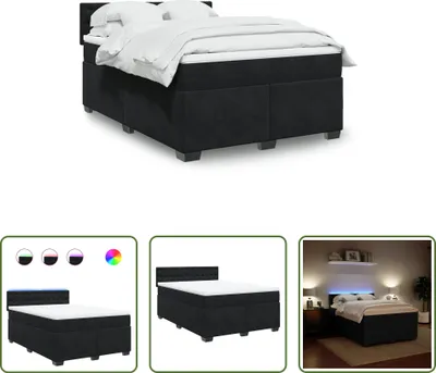 Produktbild von The Living Store Boxspringbett mit Matratze Schwarz 140x200 cm Samt