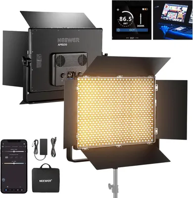 Zdjęcie produktu dla Panel LED o zmiennej barwie – lampa wideo – lampa studyjna – lampa fotograficzna – panel oświetleniowy – 150W, 49500 lumenów przy 0,5 metra