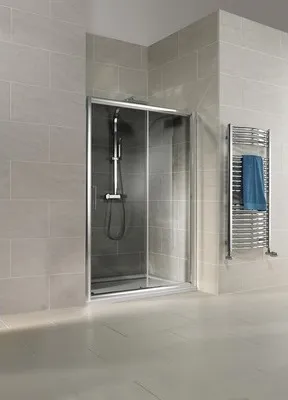 Produktbild von Schiebetür Schulte Kristall/Trend Breite 140 cm Nachbildung Grau Anthrazit Profilfarbe chrom