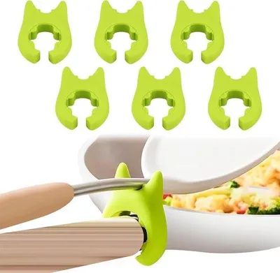 Produktbild von Silikon-Spatelabdeckung - Multifunktioneller Deckelhalter für Kochlöffel & Pfanne - Spätbeschutzung & Pfannendeckelhalter - Küchenhilfe für Kochen & Braten (Set von 6, Grün)