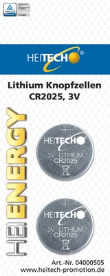 Produktbild von Heitech Lithium Knopfzellen, 2-er Pack, CR2025, 150 mAh, 3 V
