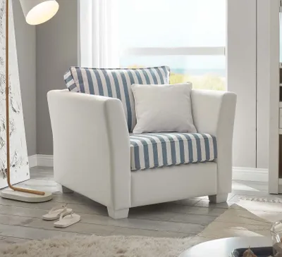 Produktbild von Sessel weiss blau gestreift Wales