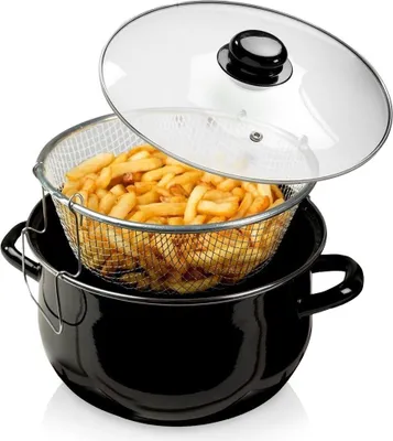Image de NAVA Marmite en émail avec tamis pour friture - 4l