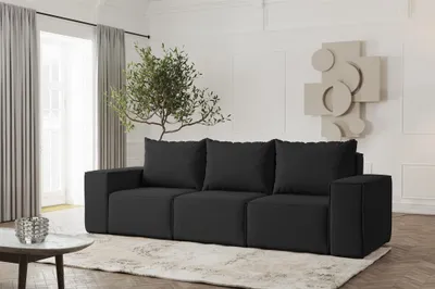 Produktbild von Sofa Designersofa ESTELLE 3-Sitzer in Stoff Opera Velvet Schwarz