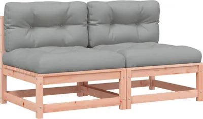 Produktbild von vidaXL Gartensofas ohne Armlehnen mit Kissen 2 Stk. Douglasienholz