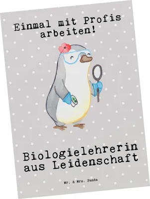 Produktbild von Mr. & Mrs. Panda Postkarte Biologielehrerin Leidenschaft - Grau Pastell - Geschenk, Grußkarte, Lustig, Ansichtskarten, Grundschule, Fotokarte, Biologie, Ansichtskarte