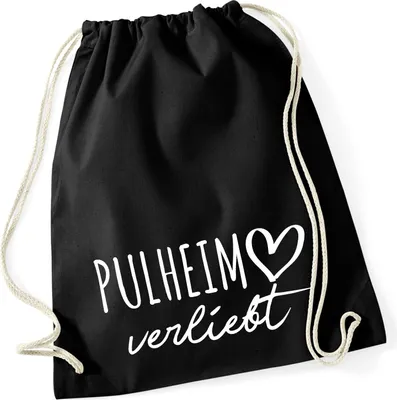 Produktbild von Huuraa Turnbeutel Pulheim verliebt 12 Liter Black Baumwolle Rucksack Geschenkidee