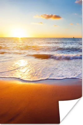 Produktbild von MuchoWow® Poster Strand - Meer - Sonne - Horizont 60x90 cm - Wanddekoration