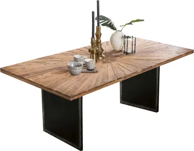 Produktbild von SIT Möbel Tisch mit Teak-Holz Platte | Plattenstärke 50 mm natur | Metallgestell schwarz | B 180 x T 100 x H 77 cm | 16098-11 | Serie TOPS & TABLES