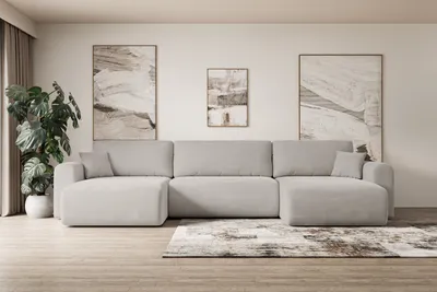 Produktbild von ALTDECOR Wohnlandschaft mit Schlaffunktion und Bettkasten ORRO-U 362x145x83cm Hellbraun - universal, links/rechts angeordnet Ecksofa U-Form Schlafsofa