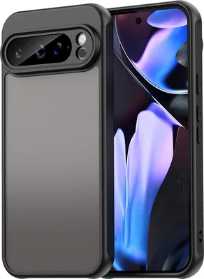 Obrázek produktu pro Pouzdro pro Google Pixel 9 Pro XL, průsvitná matná zadní strana s ochranou fotoaparátu, nárazuvzdorné ochranné pouzdro Černý