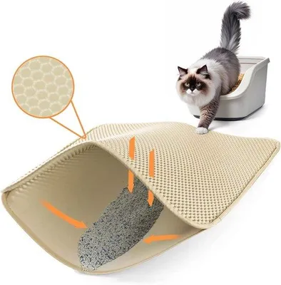 Productafbeelding van Famanu Katzenmatte met honingraatpatroon - zwart