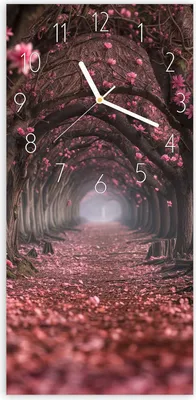 Produktbild von Wanduhr aus Glas mit Motiv Blütenweg- 30 x 60 cm - inkl. Aufhängesystem