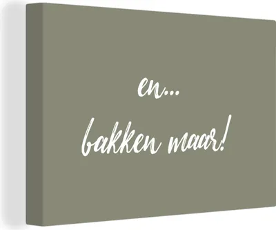 Produktbild von OneMillionCanvasses® - Leinwandbilder - 150x100 cm, Zitate - Backen - Und... Backen Sie! - Sprichwörter, Wandbilder Kunstdruck Wanddekoration - Foto auf Leinwand - Gemälde auf