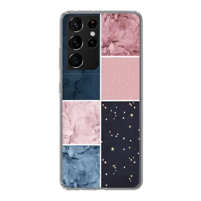 Produktbild von MuchoWow® Handyhülle Schutzhülle Hülle für Samsung Galaxy S21 Ultra Marmor - Rosa - Blau Silikon Softcase Handy Hülle - Mobiltelefon