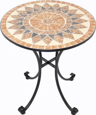 Produktbild von Tisch Mosaik mit Metallgestell, rund Ø70 x 76 cm Höhe dazu passend separat zu bestellen Klappstuhl Mosaik