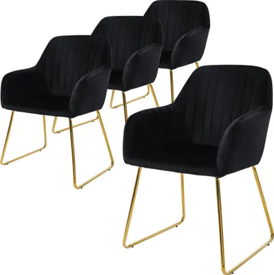 Obrázok produktu pre ML-Design súprava 4 jedálenských stoličiek s operadlom, čierna, zo zamatu