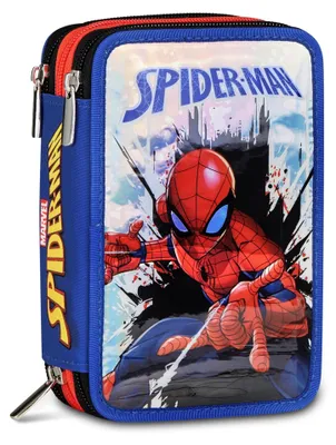 Zdjęcie produktu dla Solidchoice - Piórnik Spider-Man z 3 przegródkami i 44 artykułami szkolnymi