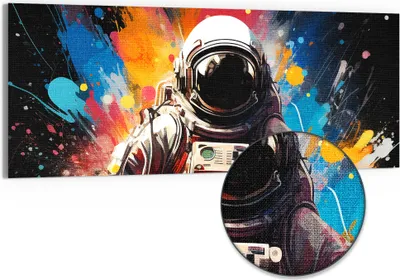 Produktbild von DEQORI Hybrid Leinwand Bild 150x60 cm 'Galaktische Visionen' Wandbild Glas flach modern