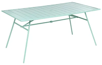 Produktbild von BELIANI Gartentisch Mintgrün Eisen 160 x 90 cm Rechteckig Pulverbeschichtet Modernes Design Outdoormöbel Gartenmöbel Esstisch