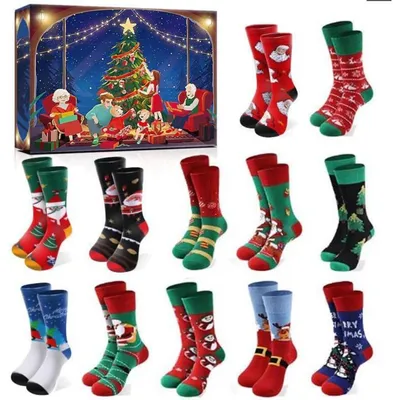 Produktbild von Adventskalender 2025 12 Paare Kuschelsocken Weihnachtssocken Frauen