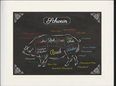 Obrázok produktu pre Kochkunst Zarámovaný obraz s elegantným paspartou | Nástenné umenie | V ráme - Bravčové rezne (60 x 80 cm)