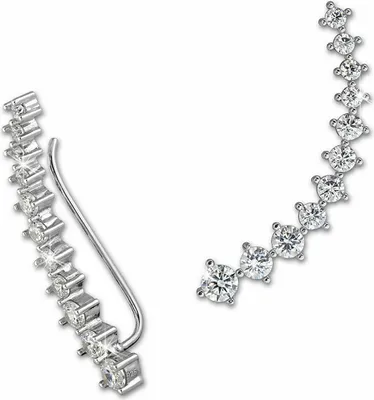 Produktbild von SilberDream weiß Ohrringe Ear Cuff 11 Zirkonias 925 Silber Ohrklemmen GSO415W