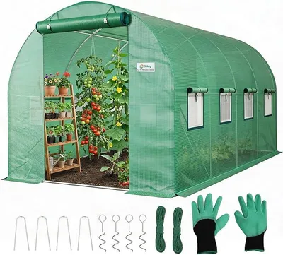 Imagen del producto de Invernadero de plástico, resistente al invierno, de 4x2x2 metros. Túnel de plástico para invernadero