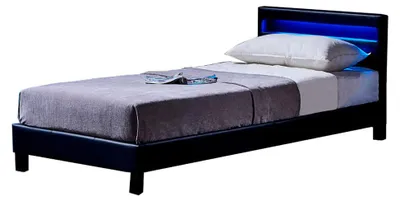 Produktbild von HOME DELUXE - LED Bett Astro - Schwarz, 90 x 200 cm - Inkl. Lattenrost I Polsterbett Design Bett inkl. Beleuchtung, KI-generiertes Bild